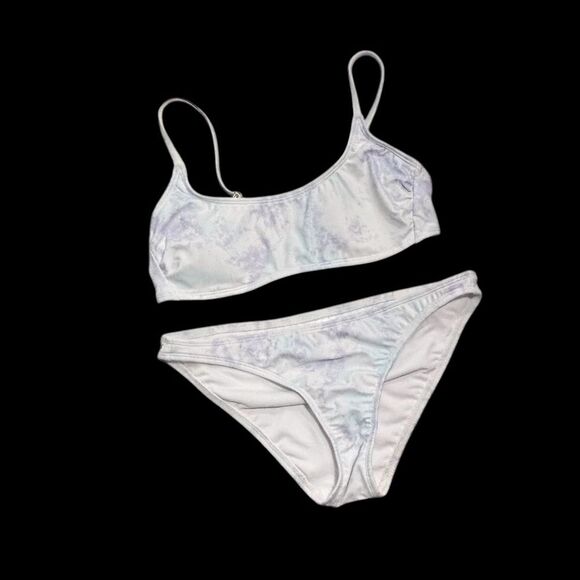 Xhilaration | Juniors' White Blue Purple Tie Dye Cheeky Bikini Swimsuit Bathing - Picture 1 of 10